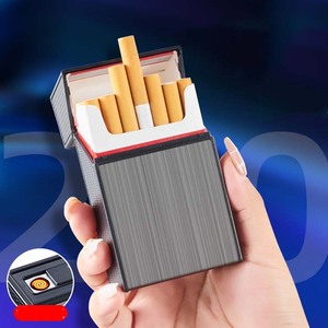 Livraison rapide USB charge briquet étui à cigarettes, personnalisation Logo créatif Portable Durable 20-pack étui à cigarettes - Product Image 4