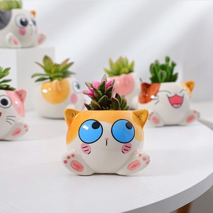 Macetas de Cerámica para Suculentas con Diseño de Gato, Mini Macetas con Forma de <span class=keywords><strong>Gatito</strong></span> de Dibujos Animados, MSH - Product Image 1