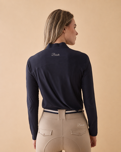 Camiseta de equitación para mujer al por mayor, protección solar UPF 50+, de secado rápido, manga larga, con cremallera de un cuarto, capa base para montar a caballo - Product Image 4