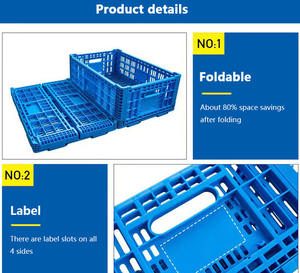 Пластиковый перфорированный складной ящик из полипропилена для хранения и транспортировки фруктов и овощей, экологичный - Product Image 4