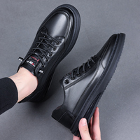 Nouvelle marque de baskets en cuir de vache noir pour hommes, lacets élastiques rapides, exportation d'usine de Wenzhou, chaussures décontractées sans marque, vente chaude en Afrique