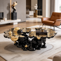 Table basse italienne de luxe moderne en acier inoxydable, personnalisable, décorative, durable, pour salon, forme bulle irrégulière