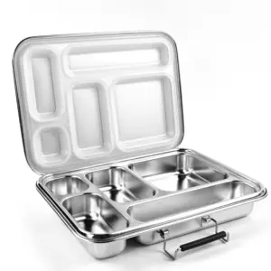 Aohea Custom Stainless Steel Bento Lunch Box Lunchbox For Adult Kid Leak Proof Eco Friendly 5 Compartment Metal Lunch Box