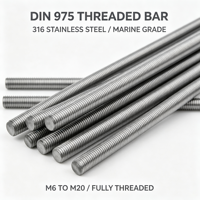 DIN975 316 Stainless Steel Zinc Plated Marine Grade Fully Threaded Stud M6-M20 High Corrosion Resistant Fastener Marine
