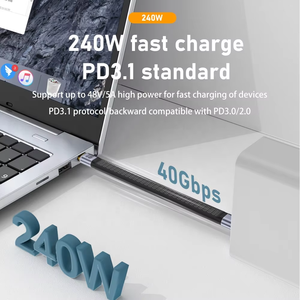 Usb4.0 Loại C để C dữ liệu ngắn cáp 240W USB Loại C <span class=keywords><strong>4.0</strong></span> PD sạc nhanh Flat Flex FPC Dây cáp máy ảnh SSD cho Thunderbolt 4 - Product Image 4