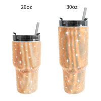 Bling berlian imitasi 20oz & 30oz perjalanan Tumbler untuk mobil panas & dingin kopi mug dengan sedotan bergaya mug