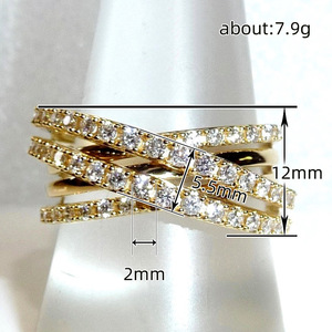 Anello a strati con cristalli incrociati per donna, accessorio minimalista ed elegante per l'uso quotidiano - Product Image 4
