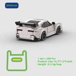 Bata kreatif Moc mainan rakitan anak laki-laki mobil olahraga putih Mini untuk anak perempuan mobil mainan blok bangunan plastik - Product Image 2