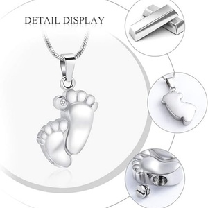 Collana con Ciondolo <span class=keywords><strong>a</strong></span> Forma di Impronta per Ceneri di Animali Domestici, in Acciaio Inossidabile, Portaceneri Compatto, Gioiello Commemorativo per Cani e Gatti - Product Image 3