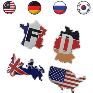 Autocollant de voiture personnalisé en métal et ABS, logo sportif, étanche, <span class=keywords><strong>carte</strong></span> du monde (États-Unis, Allemagne, Royaume-Uni, <span class=keywords><strong>France</strong></span>), drapeau, emblème de carrosserie, style automobile - Product Image 1