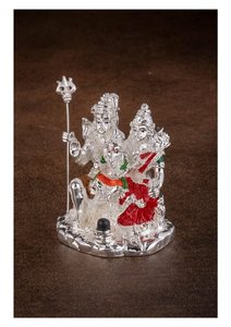 Shiv Parivar Idol 3.75 Inch Premium Silver Plated Hindu God <b>Statue</b> for Home Temple Puja Decor Spiritual Religious Gift - Product Image 4