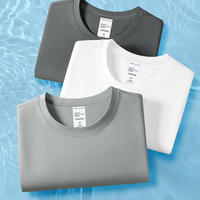 T-shirts vierges en modal mercerisé et acétate, 300 grammes, poids lourd, personnalisables, haute qualité, pour hommes, décontractés, col rond, vente en gros