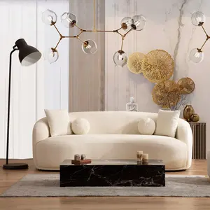 Round Luxury Modern Design Sofas Wood Material Couch Simple Ivory Boucle Loveseat Sofas