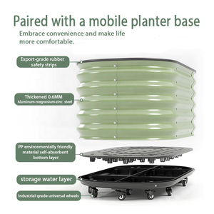 11 ''Hoog Verhoogd Tuinbed Beweegbare Metalen Plantdoos, Balkon Dakbloem En Groenteplantdoos Groentepot - Product Image 3