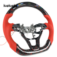 Roda kemudi serat karbon tempa merah kulit berlubang LED kustom untuk Honda Accord generasi ke-10 2018-2023