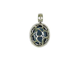 Colgante de Zafiro Halo de Una Sola Capa en Oro Blanco con Diseño de Filigrana en Forma de Corazón, Gran Gema Azul, Joyería de Destaque, Regalo - Product Image 2