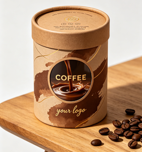 หลอดกาแฟกระดาษคราฟท์รักษ์โลกพร้อมลายฟอยล์สีทอง กล่องทรงกระบอกรีไซเคิลได้สำหรับเก็บเมล็ดกาแฟ - Product Image 5