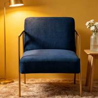 Fauteuil en tissu nordique moderne avec structure métallique, siège individuel, chaise longue pour salon, hôtel, appartement