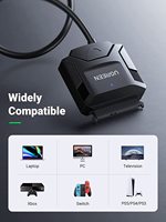 UGREEN CR108 SATA ke USB 3.0 kabel adaptor, 3.5 2.5 inci SSD HDD SATA Hard Drive Disk konverter mendukung UASP dengan port pengisian daya