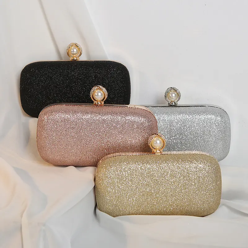 2022 Fashion Women's Evening Bags Diamond Party Clutch Gold Chain Messenger Bag Red Pearl Buckle Pillow Shape Handbags Purses