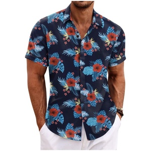 Chemise Hawaïenne Homme Sans Manches à Motifs Floraux Boutons Corne Tissu Sergé Séchage Rapide Protection UV pour Vacances Tropicales - Product Image 3
