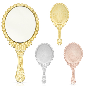 Custom logo Luxury Handheld <strong>Vanity</strong> <strong>Mirror</strong> Pocket Vintage Hand Round Antique <strong>Mirror</strong> Hand <strong>Mirror</strong> with <strong>Stand</strong> - Product Image 3