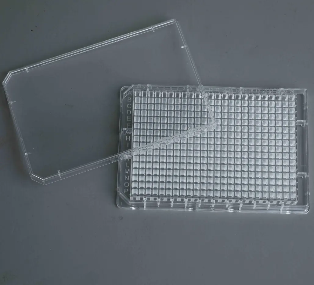 AMA Offre Spéciale clair/blanc/noir plaques de culture cellulaire jetable en plastique stérile TC amélioré traité 384 bien fond plat et transparent