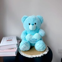 Peluche ours en peluche mignonne pour couple, rose et bleue, avec broderie cœur, poupée en peluche douce, cadeau de Saint-Valentin pour filles