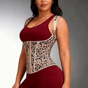 Gaine amincissante imprimé léopard grande taille, respirante, écologique, séchage rapide, avec sangles réglables, fermeture éclair et crochets, maintien ferme - Product Image 5