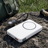 Banques d'alimentation portables miniatures en polymère avec écran LCD numérique et câble, vente en gros, OEM, charge rapide PD 20W, banque d'alimentation sans fil magnétique 5000mAh