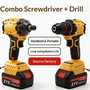 Kit Combinado Inalámbrico de 21V, Taladro y Atornillador Eléctrico, Compatible con Batería <span class=keywords><strong>DeWalt</strong></span> de <span class=keywords><strong>20V</strong></span>, con 2 Baterías para Trabajos en Sitio - Product Image 1