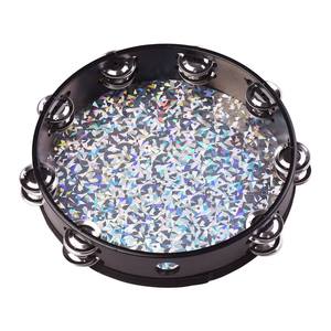 Tambor de mano de pandereta radiante de madera de 10 pulgadas con jingles de doble fila tambor reflectante brillante - Product Image 3