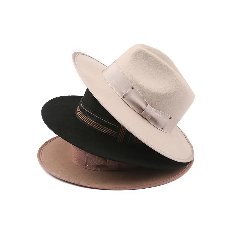 Шапка-федора 2023 с широкими полями, высокое качество, 60 см, двухцветная шляпа, 100% шерстяное фетровое платье, Панама, шляпа, шляпа-федора для мужчин
