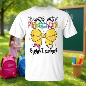 Camiseta para niños de preescolar, cuidado, aquí vengo, regreso a la escuela - Product Image 3