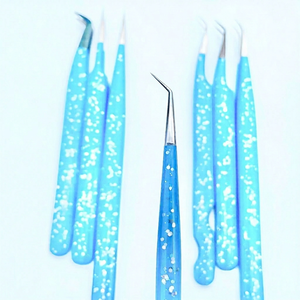 Pinces à cils professionnelles en acier inoxydable coloré, accessoires de beauté pour extensions de cils, OEM, marque privée - Product Image 1