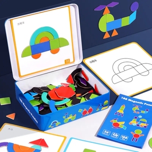 Nouveau Style en <span class=keywords><strong>bois</strong></span> motif blocs Puzzle Intelligent jouets en <span class=keywords><strong>bois</strong></span> formes géométriques numéro lettres <span class=keywords><strong>magnétique</strong></span> Tangram Puzzle jouet - Product Image 4