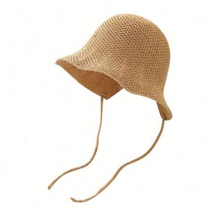 Spring Summer Cute Lady Sun <b>Hat</b> Ponytail Hole Knitted Bucket <b>Hats</b> With Rope Tie - Product Image 5
