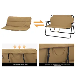 Chaise lune pliable personnalisée en aluminium kaki, durable, en tissu Oxford 600D, pour deux personnes, confortable, portable, légère, facile à transporter - Product Image 2