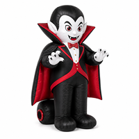 Vampire gonflable d'Halloween avec cape rouge, figurine Dracula lumineuse à LED pour la décoration de jardin, pelouse ou fête d'Halloween en extérieur