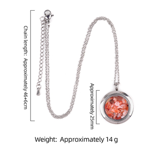 Fashion Raw Crystal Pendant Necklace Steel Living Memory Floating <strong>Locket</strong> Tumbled Gemstone Women/Men's Luck Healing - Product Image 2