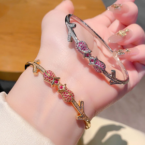 Spring Rose Bangle Gold And Silver Micro Insert <b>Copper</b> Jewelry Fashion <b>Bracelet</b> For Women - Product Image 1