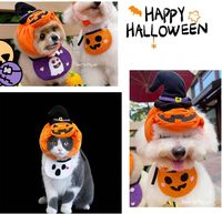 Chapeau de citrouille d'Halloween avec chapeau de sorcière en polaire pelucheuse pour chat et chien, idéal pour les fêtes et les accessoires photo, pour animaux de compagnie de petite, moyenne et grande taille