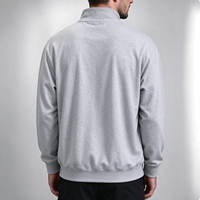 Sweat-shirt pour homme à col montant zippé, manches longues, poignets et ourlet côtelés, logo brodé personnalisé, OEM ODM, vente en gros