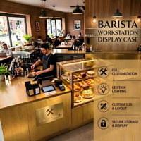 Vitrine en verre pour café, présentoir en verre avec éclairage pour comptoir de restaurant