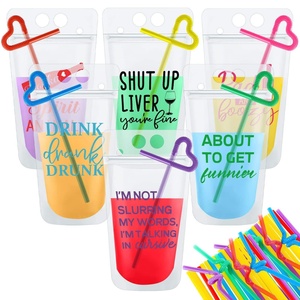 Customized Disposable PE <b>Plastic</b> Juice Drink Pouches with Straw Hole <b>Clear</b> Water Liquid Food Beverage Packaging - Product Image 3
