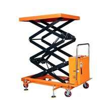 Chariot élévateur à ciseaux semi-électrique mobile, plateforme hydraulique manuelle, chariot de levage portable compact 500 kg