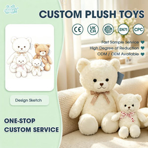 Ensemble de peluches personnalisées en forme d'ours crème, animaux en peluche doux et câlins, OEM ODM, mascotte personnalisée, vente en gros directe d'usine - Product Image 1