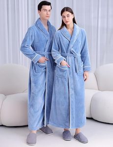 Peignoir épais et doux en peluche pour hommes et femmes, peignoir de couple long et chaud, vêtement de détente doux pour la maison et l'hôtel - Product Image 4