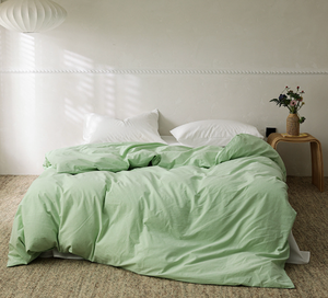 Parure <span class=keywords><strong>de</strong></span> lit moderne personnalisée en coton <span class=keywords><strong>lavé</strong></span> uni, <span class=keywords><strong>housse</strong></span> <span class=keywords><strong>de</strong></span> <span class=keywords><strong>couette</strong></span> respirante, durable, douce et confortable - Product Image 6