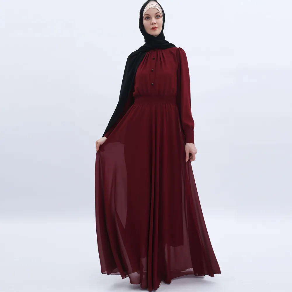 2022 new arrival woman abaya black islamic clothing muslim formal dresses dubai chiffon abaya wholesale Islamic Muslim clothing